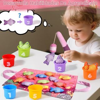 Juego Montessori Pesca y Apilables Bebés 20 Piezas