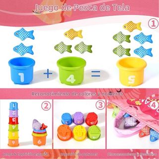 Juego Montessori Pesca y Apilables Bebés 20 Piezas