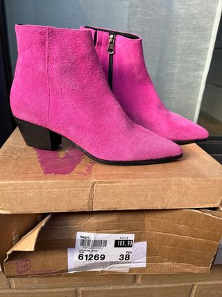 Botines de piel fucsia talla 38