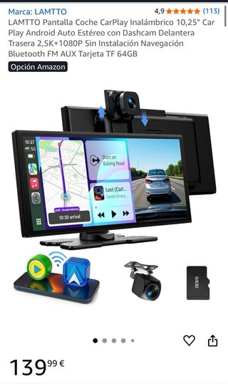 Pantalla Coche CarPlay Inalámbrico 10.25