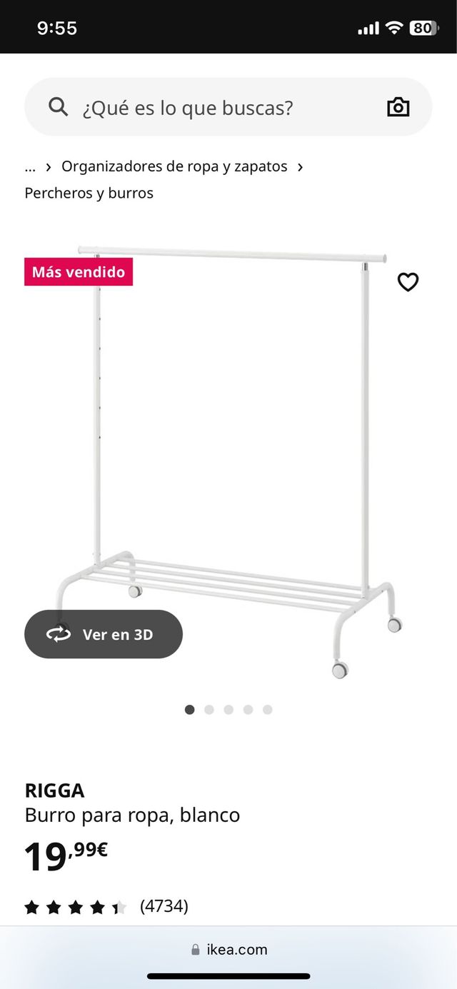 5 burros percheros ikea, Riggo, por 50 euros