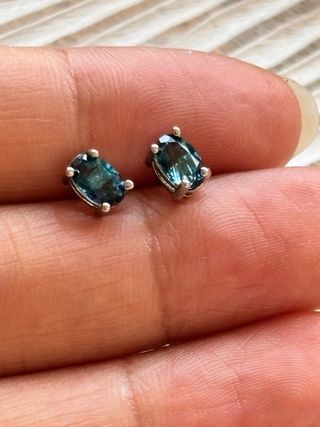 Pendientes Topacio Azul S925 Ovalados