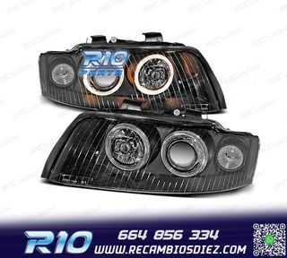 FAROS AUDI A4 B6 00-04 OJOS ANGEL HALOGENOS FONDO NEGRO