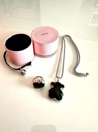 Colgante y Anillo Tous Oso Negro Plata
