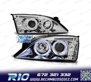 FAROS PARA FORD MONDEO MK3 00-07 OJOS ANGEL FONDO CROMO