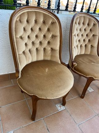 Pareja Sillas Vintage Capitoné Terciopelo