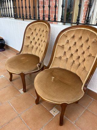 Pareja Sillas Vintage Capitoné Terciopelo