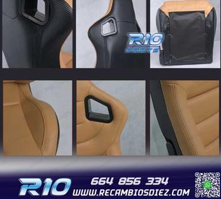 ASIENTO DEPORTIVO SEMI BAQUET ESTILO RS CUERO BEIGE