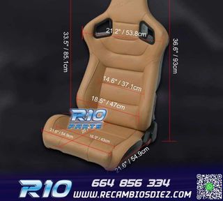 ASIENTO DEPORTIVO SEMI BAQUET ESTILO RS CUERO BEIGE