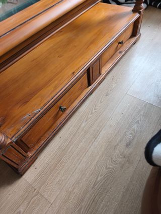 Mesa de centro madera maciza con cristal