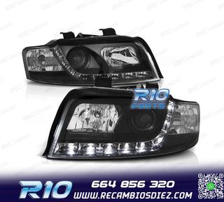 FAROS AUDI A4 B6 00-04 FONDO NEGRO LUZ DIURNA LED