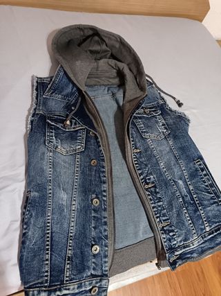 Chaqueta Vaquera Sin Mangas con Capucha