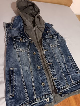 Chaqueta Vaquera Sin Mangas con Capucha