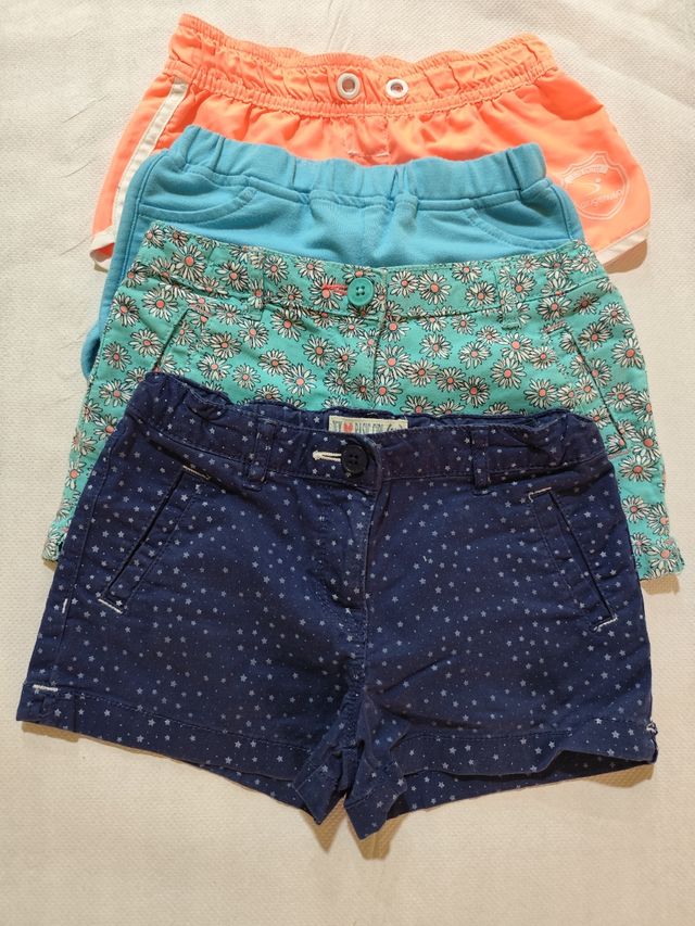Lote 4 Pantalones Cortos Niña Talla 5-6
