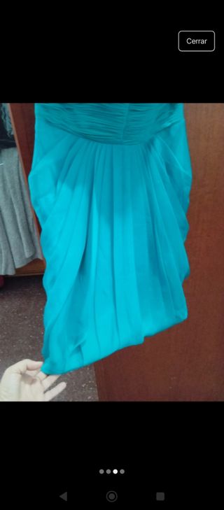 Vestido de fiesta azul verdoso