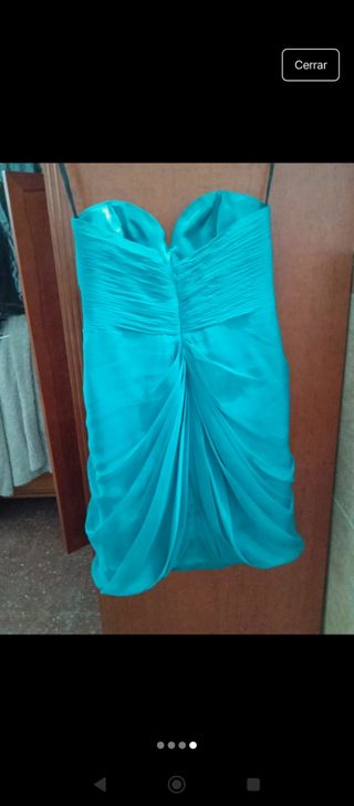 Vestido de fiesta azul verdoso