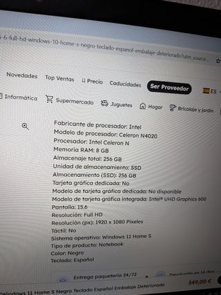 Portátil Lenovo IdeaPad3 Negro