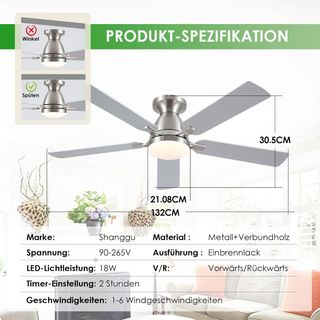 Ventilatore soffitto con luce lampadario grigio
