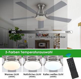 Ventilatore soffitto con luce lampadario grigio