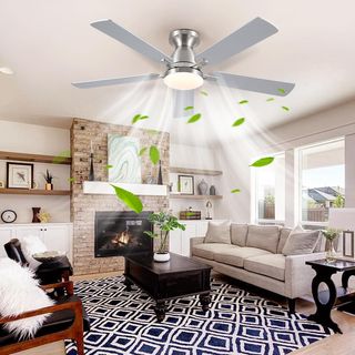 Ventilatore soffitto con luce lampadario grigio