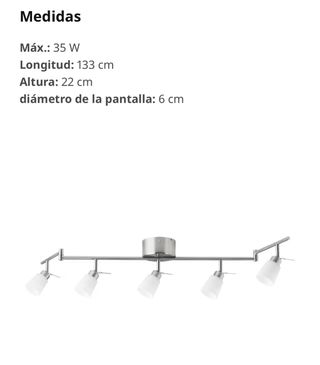 Lámpara de techo Ikea plateada y blanca