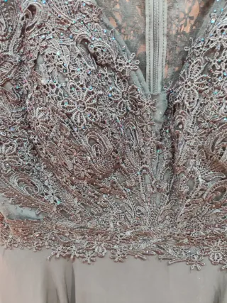 Vestido de fiesta verde azulado