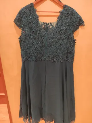 Vestido de fiesta verde azulado