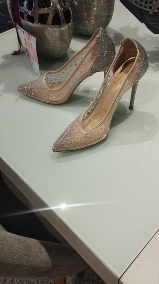 Zapatos de Novia Beige y Plateados.