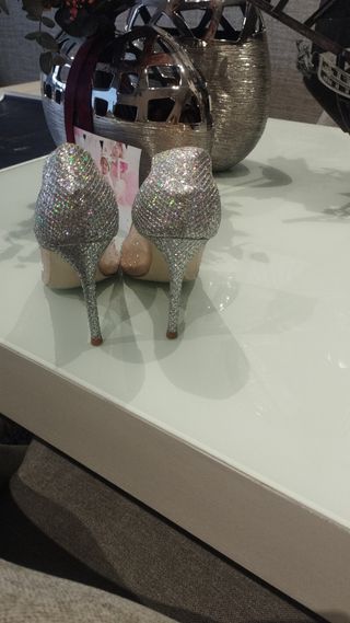 Zapatos de Novia Beige y Plateados.
