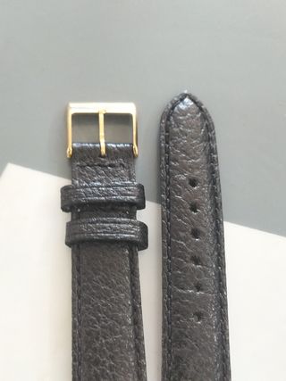 Correa de piel para reloj - Negra y dorada nueva.