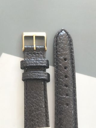 Correa de piel para reloj - Negra y dorada nueva.