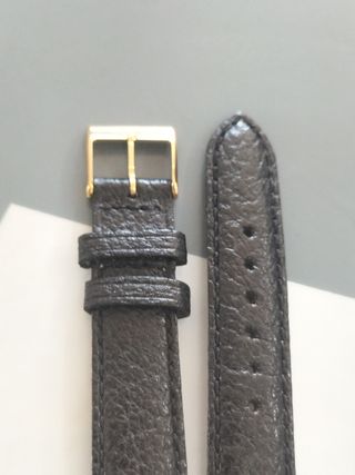 Correa de piel para reloj - Negra y dorada nueva.