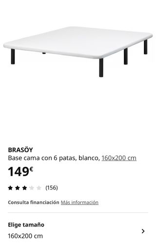 Base Cama BRASÖY 160x200 Blanca somier