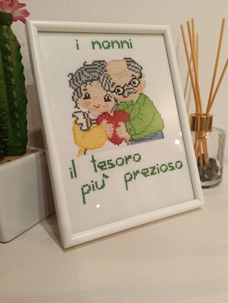 Quadretto punto croce per la festa dei nonni