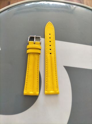 Correa de piel para reloj - Amarilla nueva.