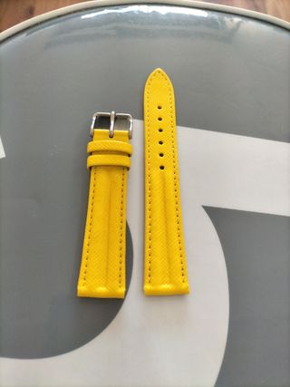 Correa de piel para reloj - Amarilla nueva.