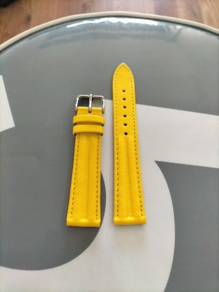 Correa de piel para reloj - Amarilla nueva.