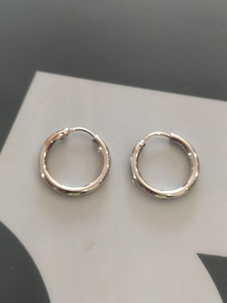 Pendientes Aro Oro Blanco Unisex Nuevos