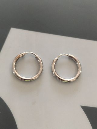 Pendientes Aro Oro Blanco Unisex Nuevos