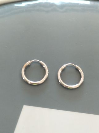 Pendientes Aro Oro Blanco Unisex Nuevos