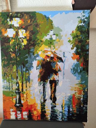 Lienzo Pintura Acrílica Paisaje Lluvia 40x50