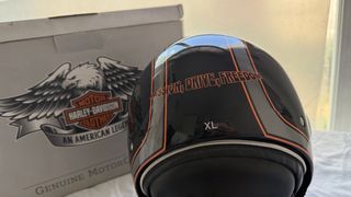 Casco Harley Davidson Negro con Rayas Naranja