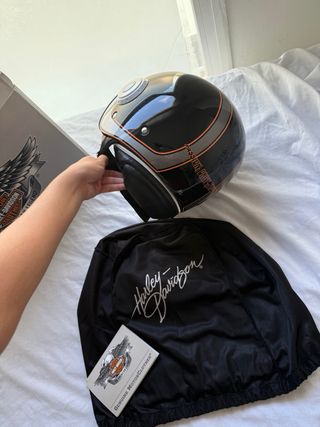 Casco Harley Davidson Negro con Rayas Naranja