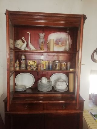 Alacena antigua vitrina madera y cristal