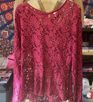 Blusa floral encaje manga larga