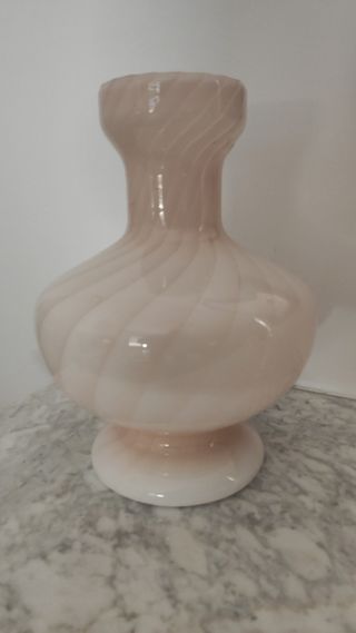 Vaso vintage di Murano rosa e bianco