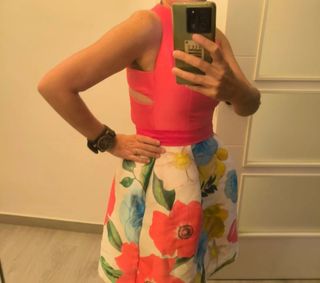 Vestido floral rosa talla XS
