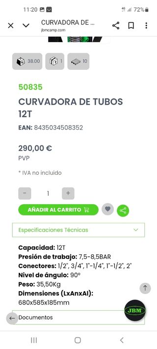 Curvadora de Tubos JBM 12T