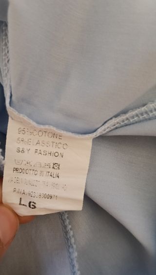 Blusón azul perlas mujer.Talla M