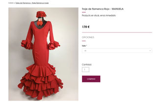 Vestido de flamenca rojo MANUELA talla 38